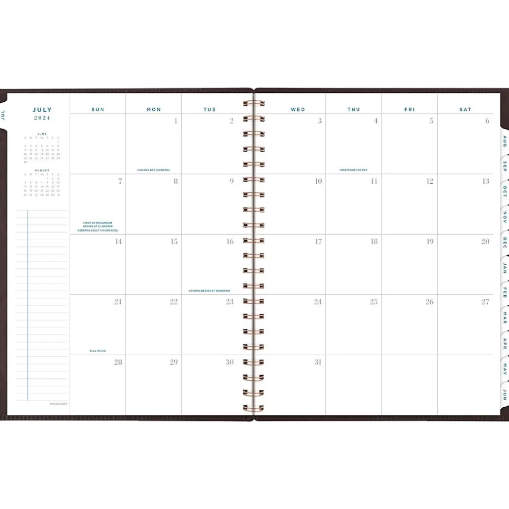 AT-A-GLANCE Academic Planners<2024-2025 Signature 8.5" x 11" Academic Weekly & Monthly Planner, Faux Leather Cover, Distressed Brown