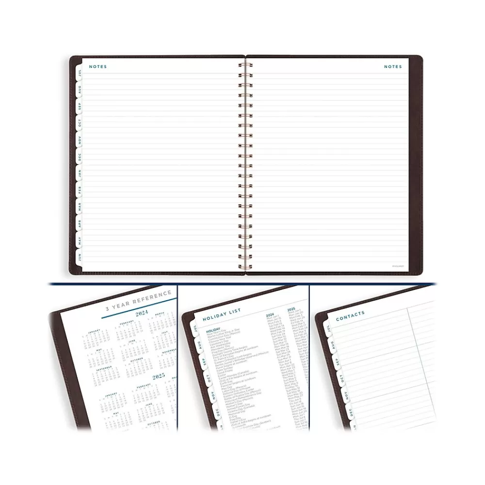 AT-A-GLANCE Academic Planners<2024-2025 Signature 8.5" x 11" Academic Weekly & Monthly Planner, Faux Leather Cover, Distressed Brown