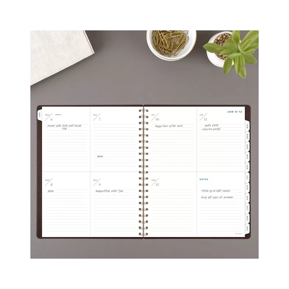 AT-A-GLANCE 2025 Planners<2025 Signature Collection 8.5" x 11" Weekly & Monthly Planner, Faux Leather Cover, Brown (YP905-09-25)
