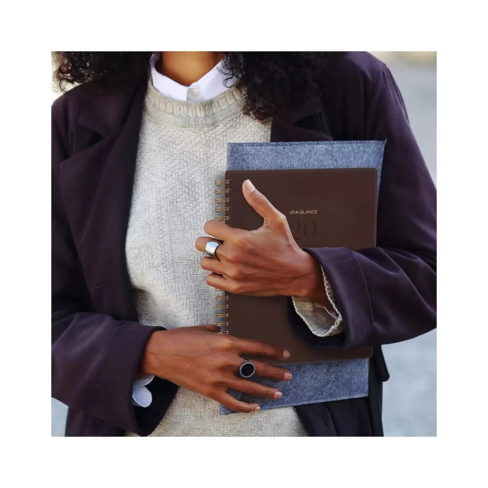 AT-A-GLANCE 2025 Planners<2025 Signature Collection 8.5" x 11" Weekly & Monthly Planner, Faux Leather Cover, Brown (YP905-09-25)