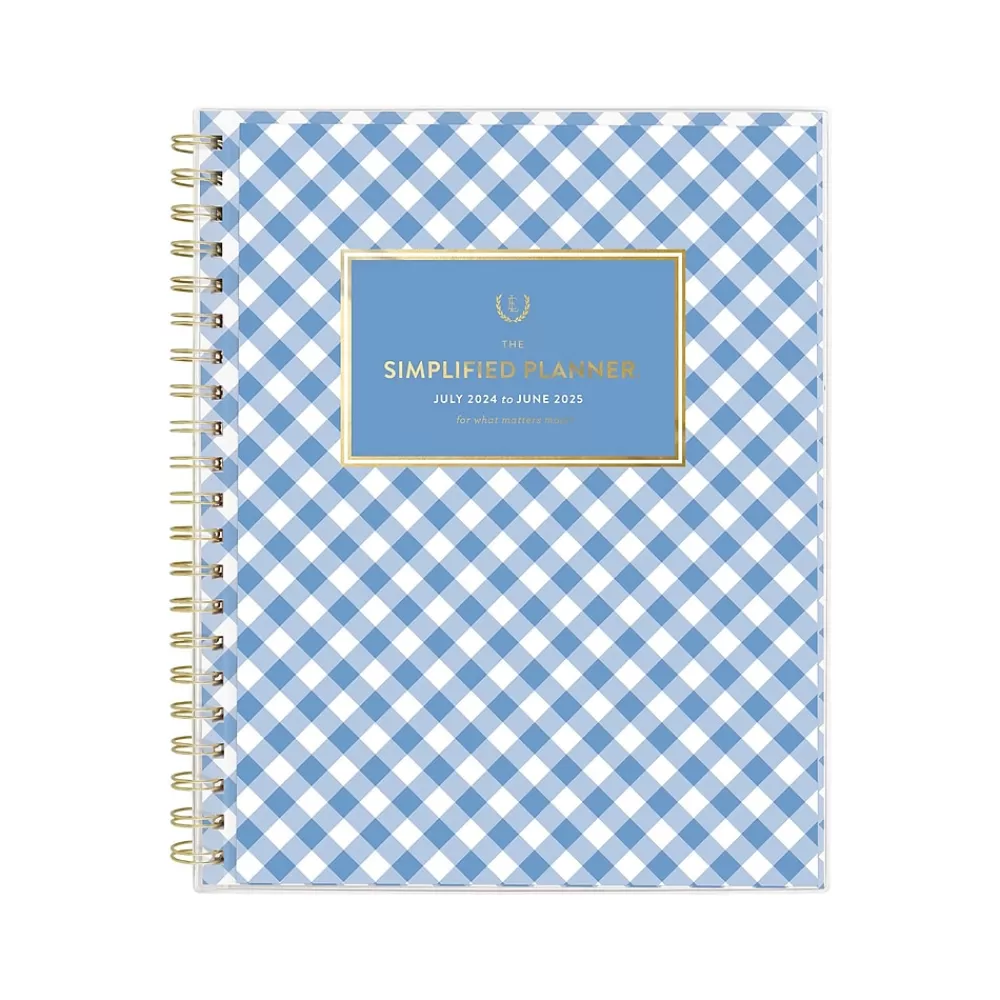 AT-A-GLANCE Academic Planners<2024-2025 Simplified by Emily Ley Gingham 8.5" x 11" Academic Weekly & Monthly Planner, Blue/White (EL26-901A-25)