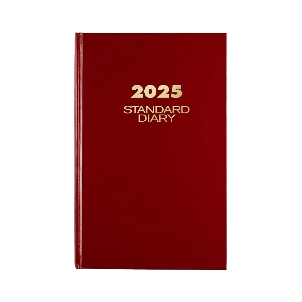 AT-A-GLANCE Journals<Standard Hardcover 2025 Daily Diary, 7.75" x 12", Ruled, Red (SD376-13-25)