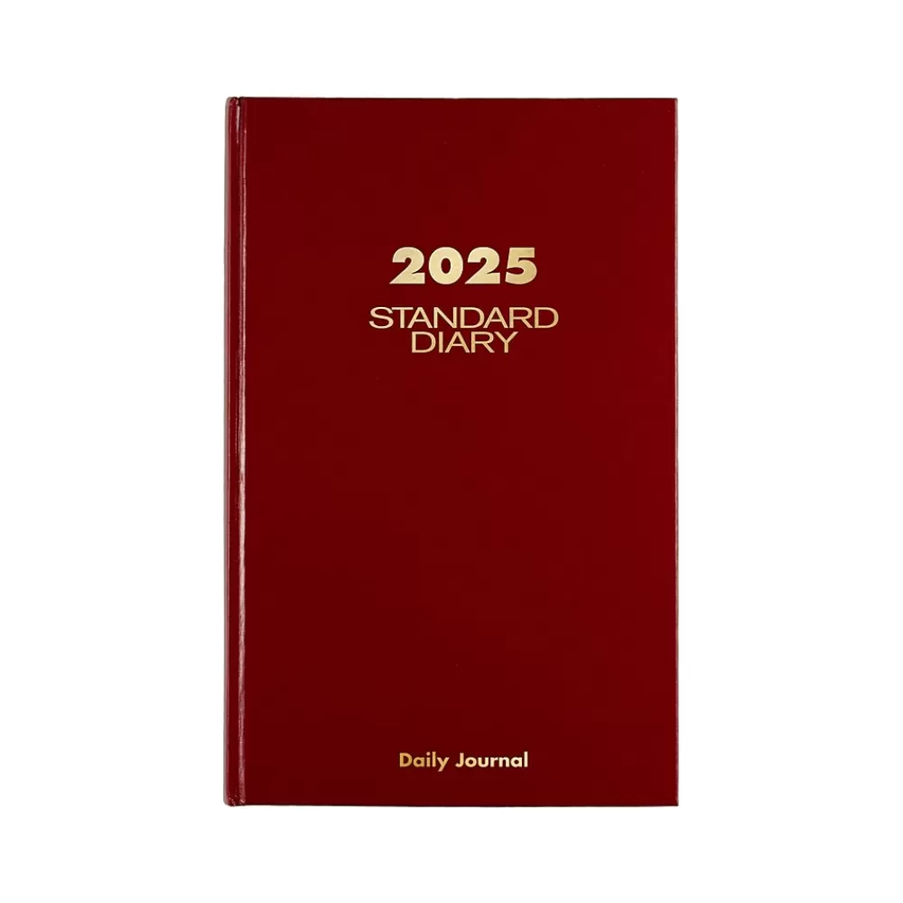 AT-A-GLANCE Journals<Standard Hardcover 2025 Daily Diary, 7.75" x 12", Ruled, Red (SD377-13-25)