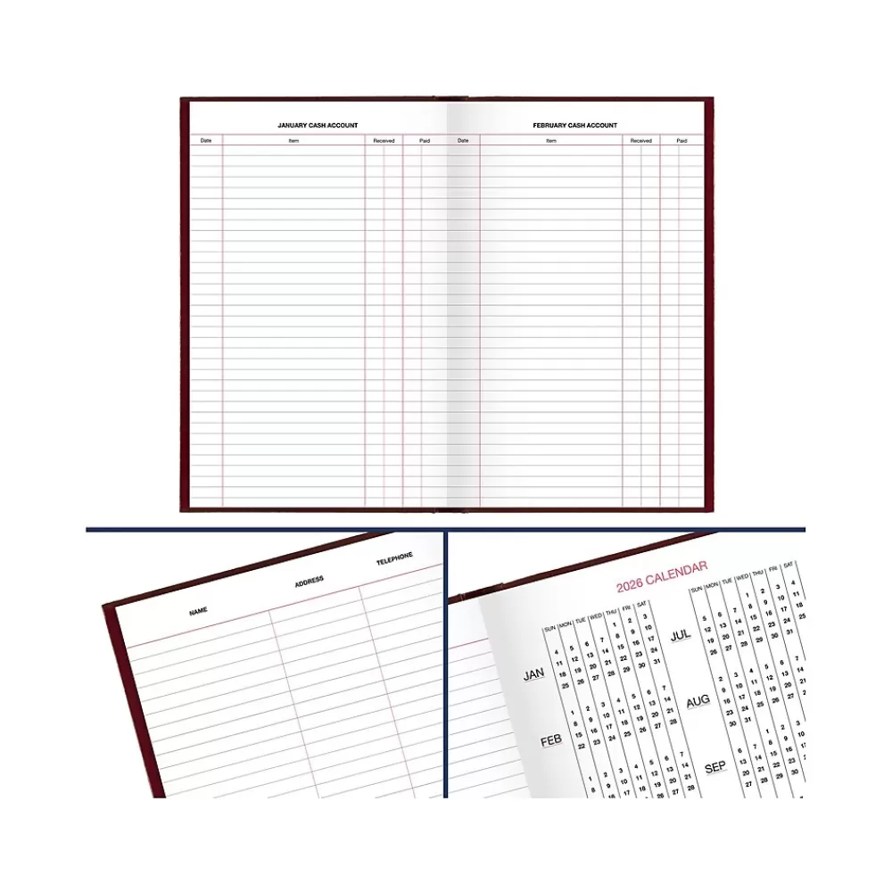 AT-A-GLANCE Journals<Standard Hardcover 2025 Daily Diary, 7.75" x 12", Ruled, Red (SD376-13-25)