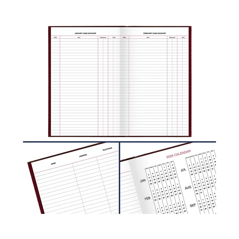 AT-A-GLANCE Journals<Standard Hardcover 2025 Daily Diary, 7.75" x 12", Ruled, Red (SD377-13-25)