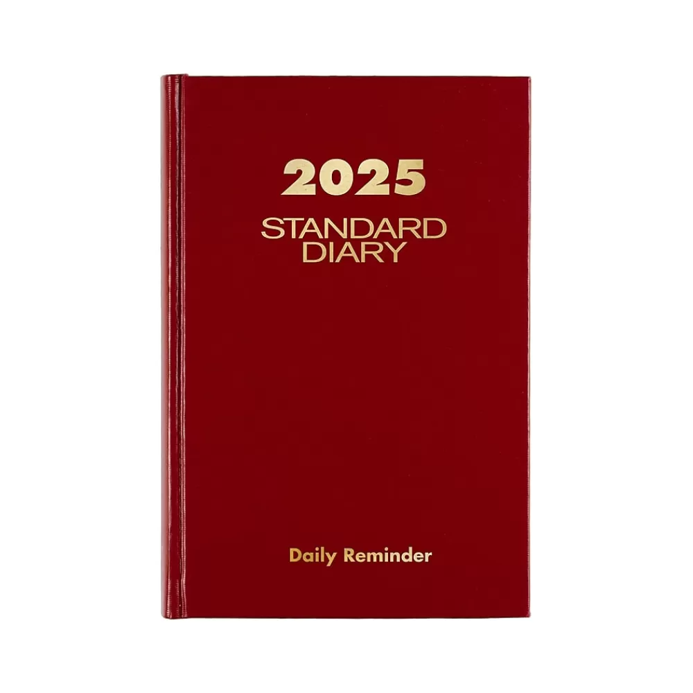 AT-A-GLANCE Journals<Standard Hardcover 2025 Daily Diary, 5.75" x 8.25", Wide-Ruled, Red (SD387-13-25)