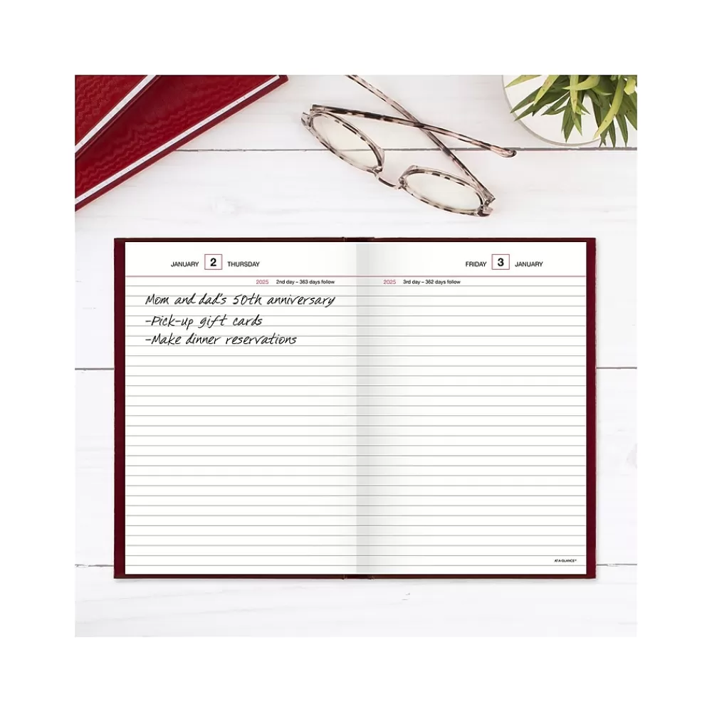 AT-A-GLANCE Journals<Standard Hardcover 2025 Daily Reminder, 5.75" x 8.25", Red (SD389-13-25)