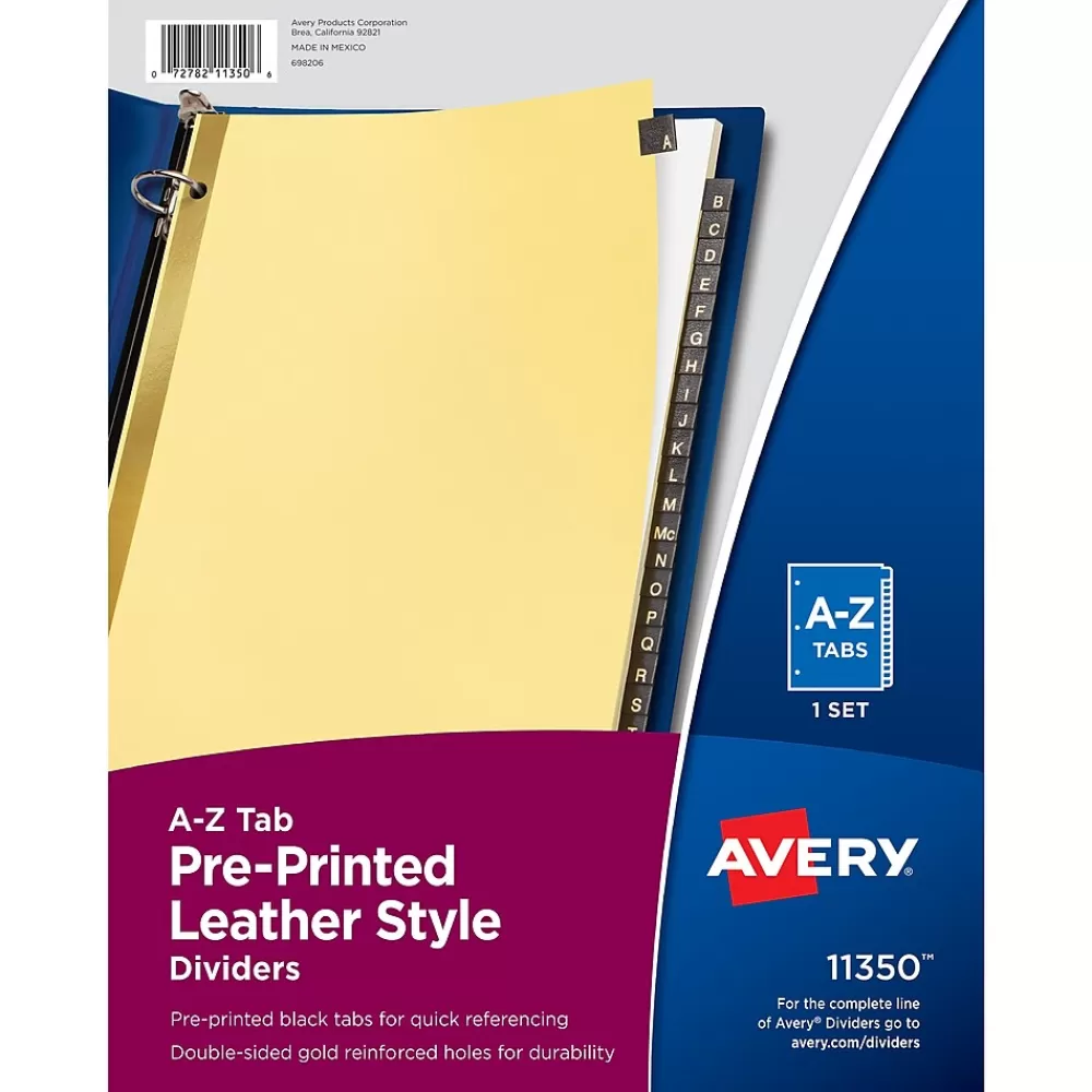 Avery Dividers<A-Z Leather Dividers, 26-Tabs, Gold (11350)