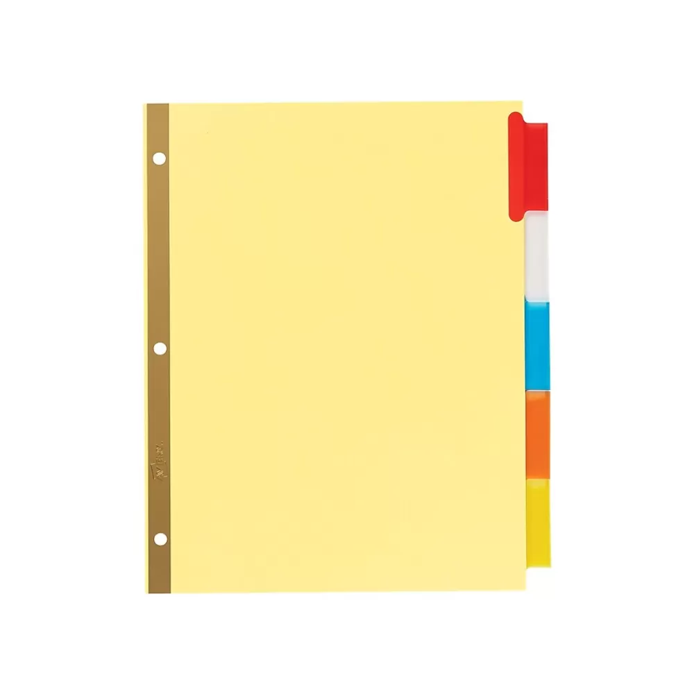 Avery Dividers<Big Tab Insertable Buff Paper Dividers, 5-Tab, Assorted Colors, 48 Sets/Carton (11109)