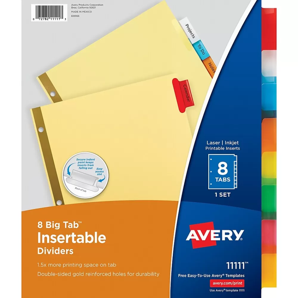 Avery Dividers<Big Tab Insertable Paper Divider, 8 Tabs, Multicolor, 1 Set (11111)