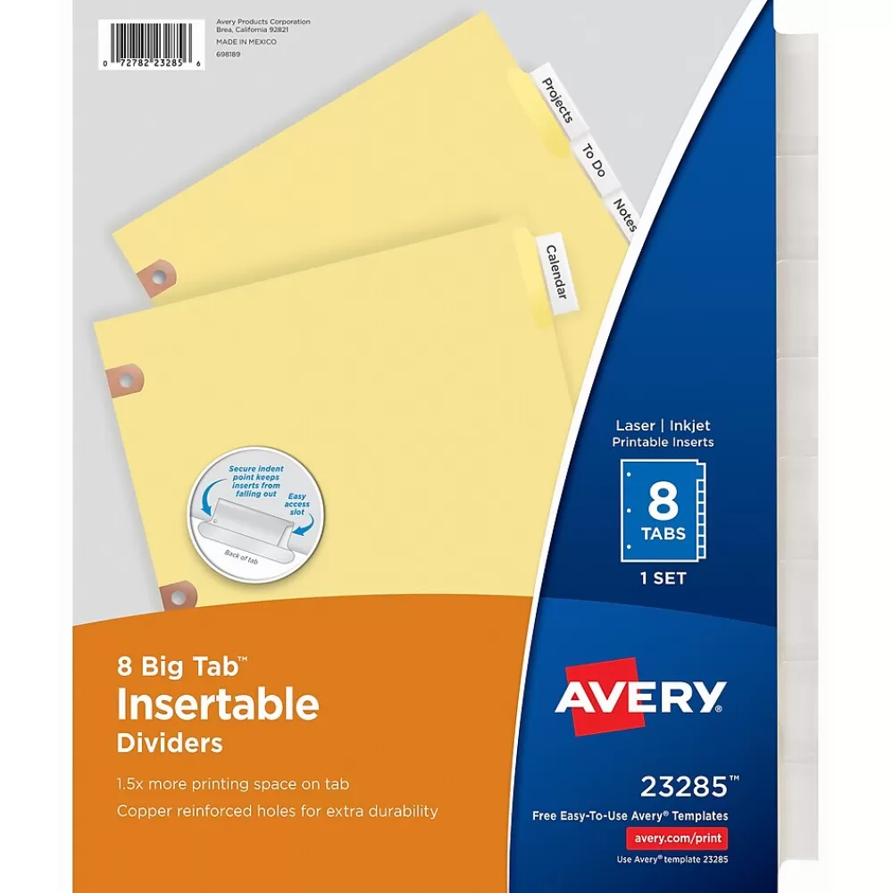 Avery Dividers<Big Tab Insertable Paper Dividers, 8 Tabs, Clear, Copper Reinforced (23285)
