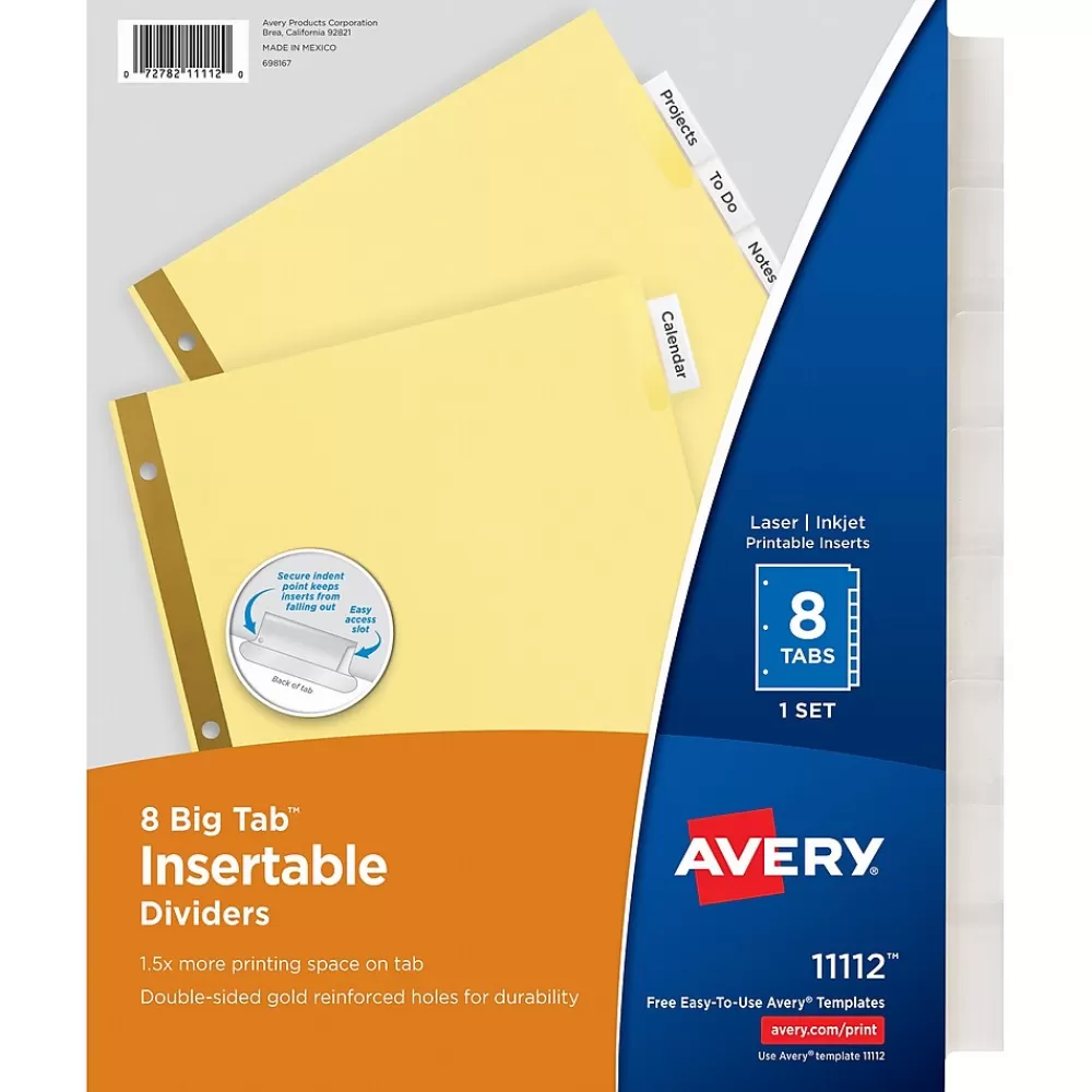 Avery Dividers<Big Tab Insertable Paper Dividers, Clear 8 Tab, Buff (11112)