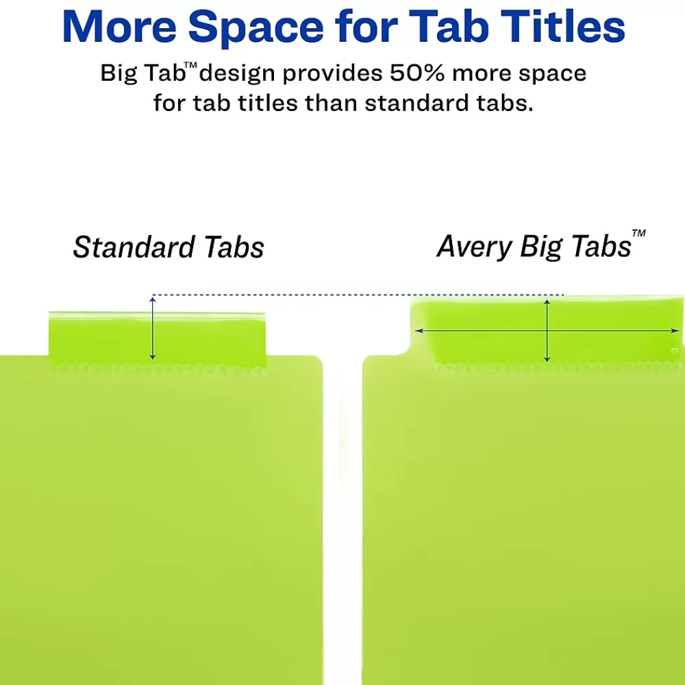 Avery Dividers<Big Tab Insertable Plastic Dividers, 8 Tabs, Multicolor, 24 Sets/Carton (11903)