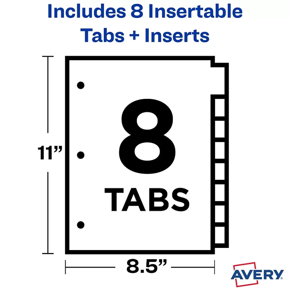 Avery Dividers<Big Tab Insertable Plastic Dividers, 8 Tabs, Multicolor, 24 Sets/Carton (11903)