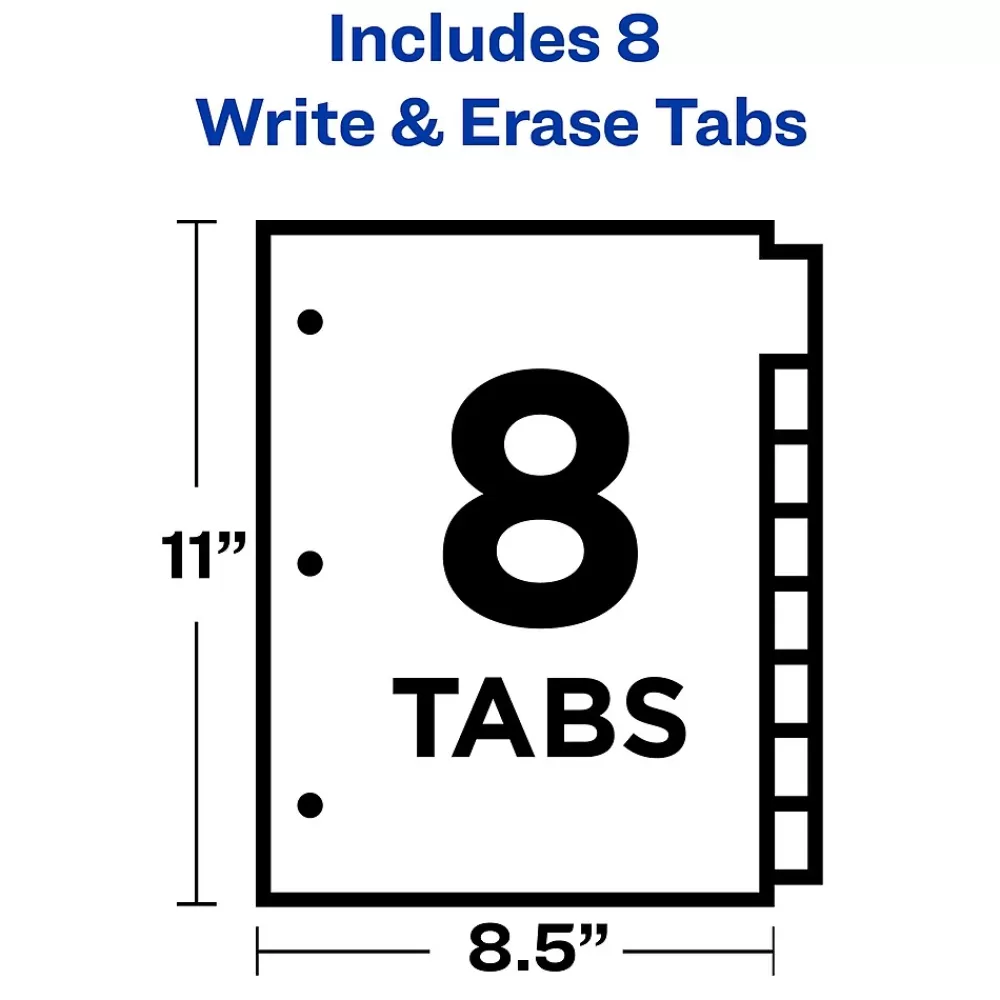 Avery Dividers<Big Tab Write & Erase Paper Dividers, 8 Tab, White, 48 Sets/Carton (23078CT)