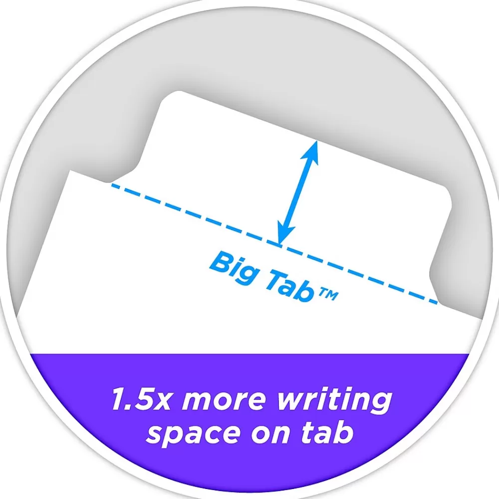 Avery Dividers<Big Tab Write & Erase Paper Dividers, 5 Tabs, White, Gold Reinforced, 48 Sets/Carton (23075)