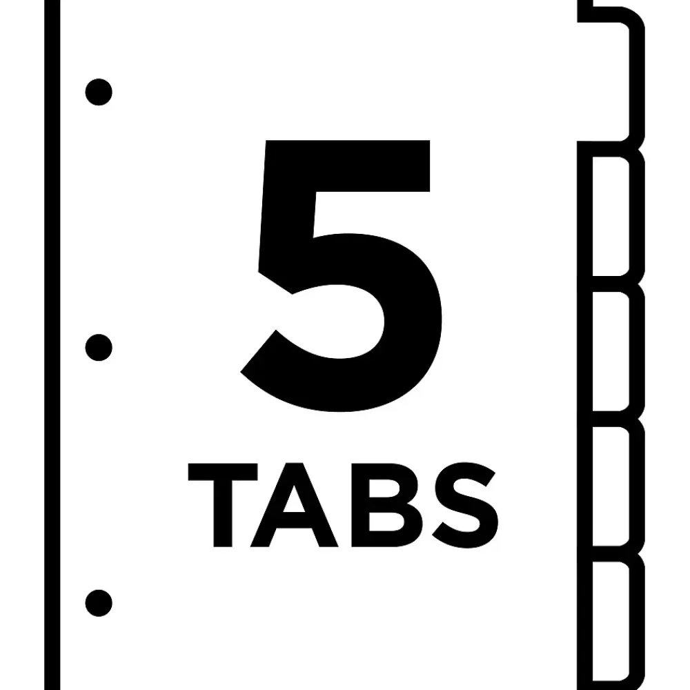 Avery Dividers<Big Tab Write & Erase Paper Dividers, 5 Tabs, White, Gold Reinforced, 48 Sets/Carton (23075)