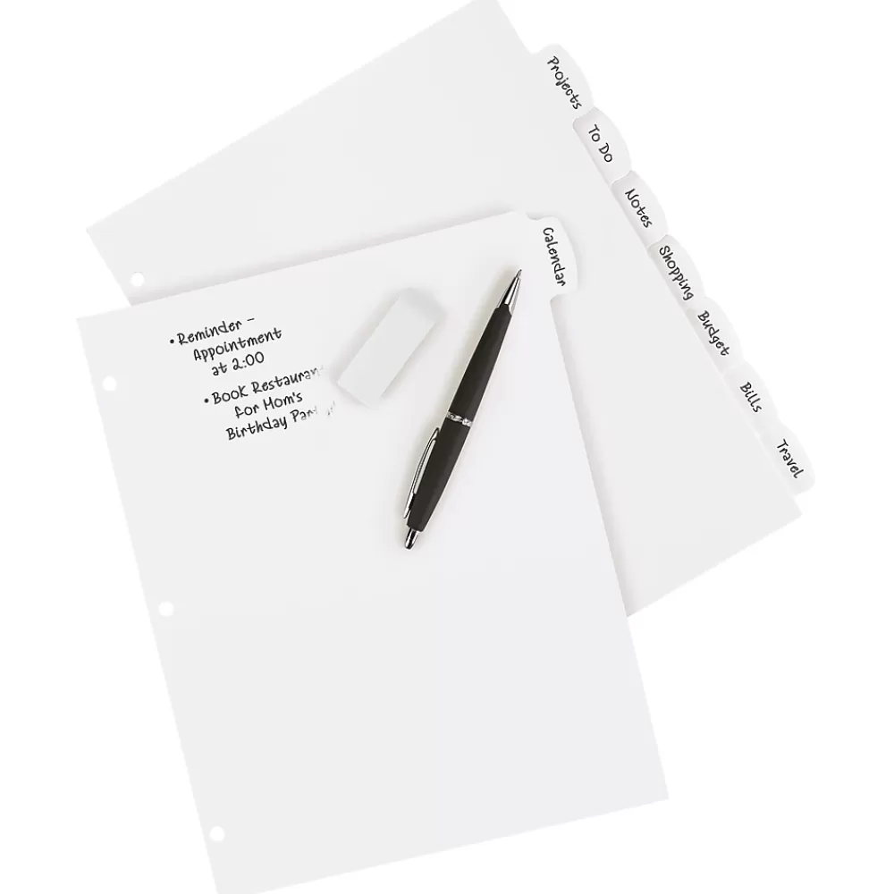 Avery Dividers<Big Tab Write & Erase Plastic Dividers, 8 Tabs, White (16371)