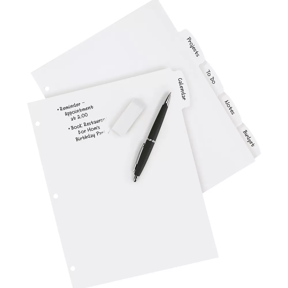 Avery Dividers<Big Tab Write & Erase Plastic Dividers, 5 Tabs, White (16370)