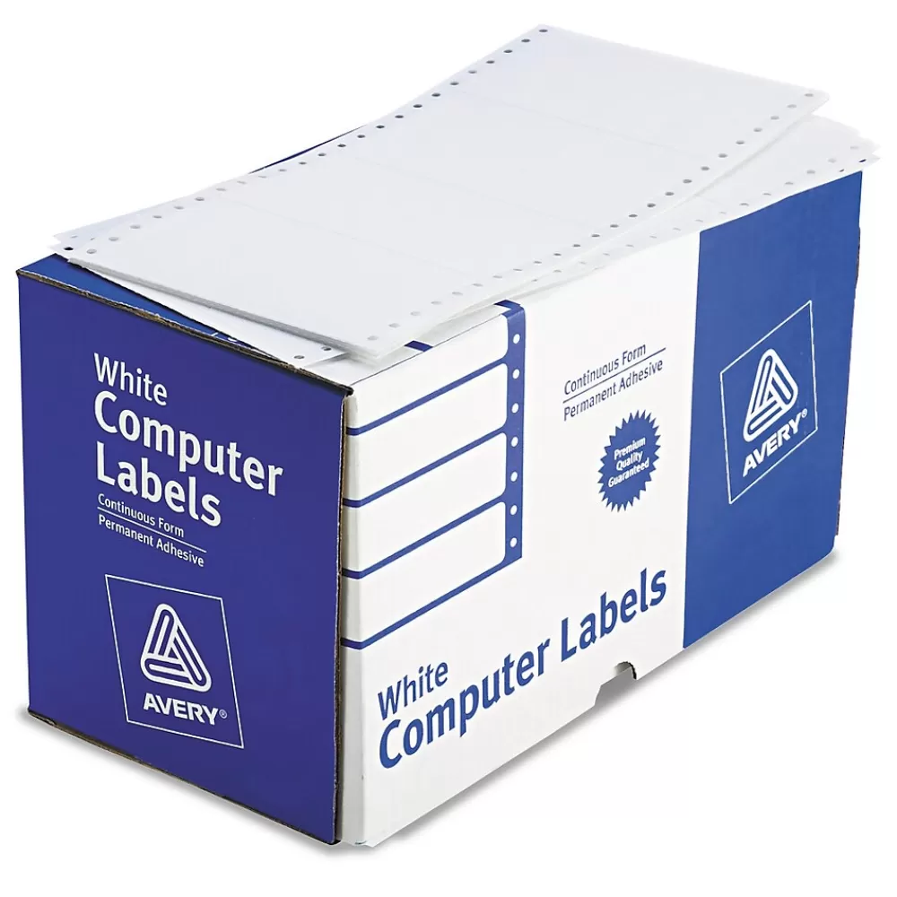 Avery Labels<Computer Labels, Dot Matrix Labels and Pin-Feed Labels, 2-15/16" x 5", White, 3,000 Labels/Pack (4076)