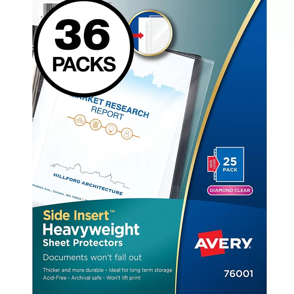 Avery Sheet Protectors<Diamond Clear Side Insert Sheet Protectors, Heavyweight, 900/Carton (76001)