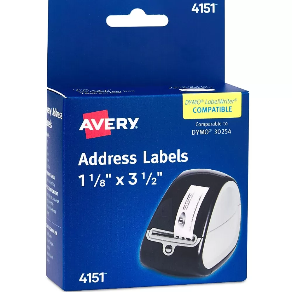 Avery Labels<Direct Thermal Roll Multipurpose Labels, 1-1/8" x 3-1/2", Clear, 120 Labels/Box (4151)