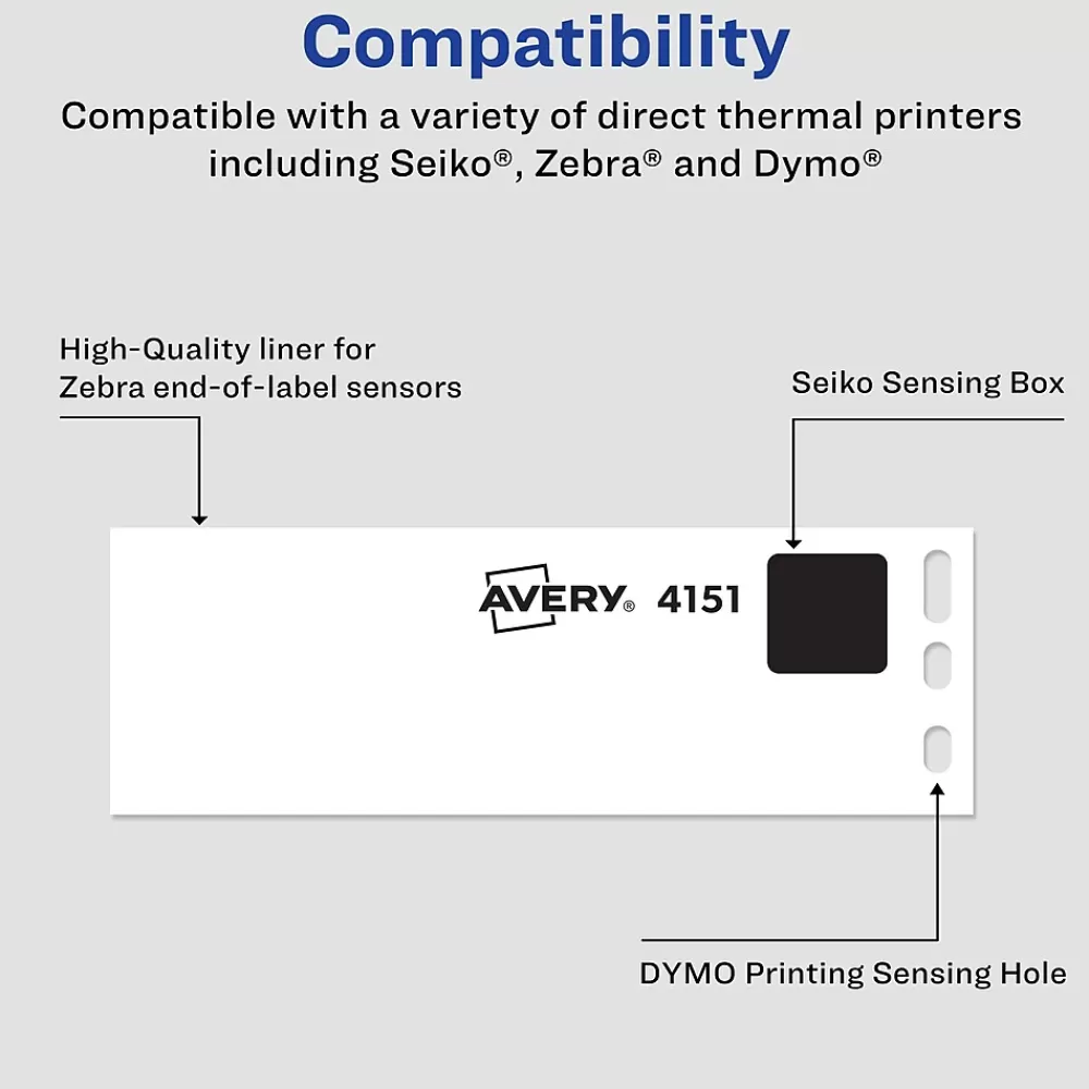 Avery Labels<Direct Thermal Roll Multipurpose Labels, 1-1/8" x 3-1/2", Clear, 120 Labels/Box (4151)