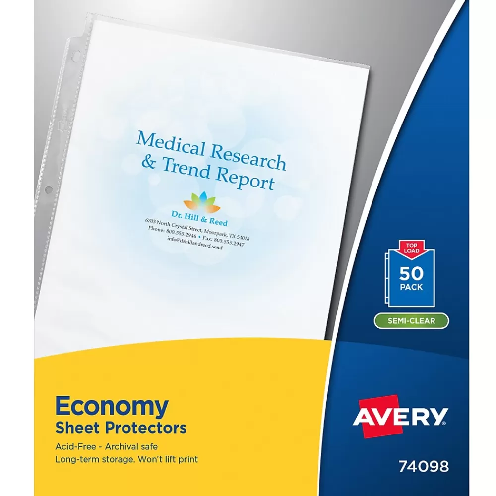 Avery Sheet Protectors<Economy Lightweight Sheet Protectors, 8-1/2" x 11", Semi-Clear, 50/Box (74098)