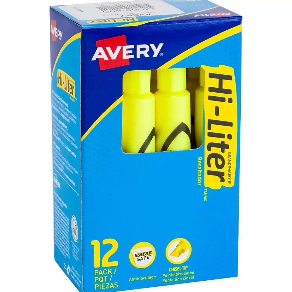 Avery Highlighters<Hi-Liter Desk Style Highlighters, Chisel Tip, Yellow, Dozen (24000)