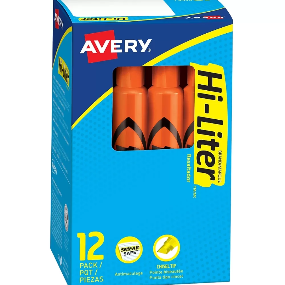 Avery Highlighters<Hi-Liter Tank Highlighters, Chisel, Orange, Dozen (24050)