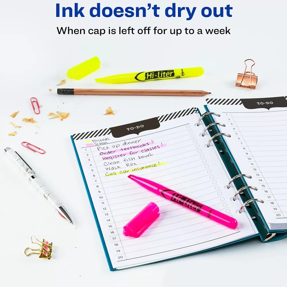 Avery Highlighters<Hi-Liter The Original Pen-Style Stick Highlighters, Chisel, Assorted, 24/Pack (29861)