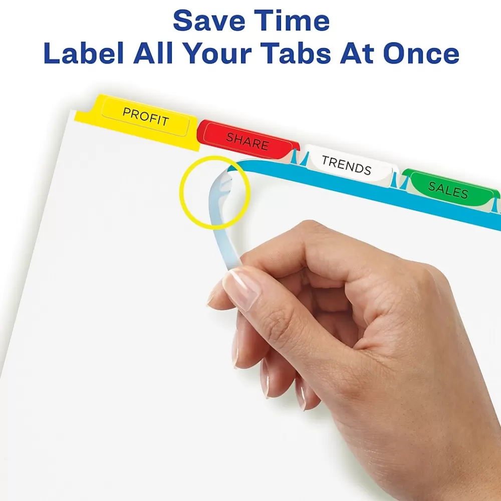 Avery Dividers<Index Maker Paper Dividers with Print & Apply Label Sheets, 5 Tabs, Multicolor, 5 Sets/Pack (11418)