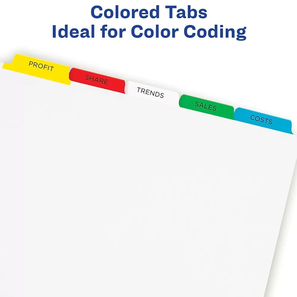 Avery Dividers<Index Maker Paper Dividers with Print & Apply Label Sheets, 5 Tabs, Multicolor, 5 Sets/Pack (11418)
