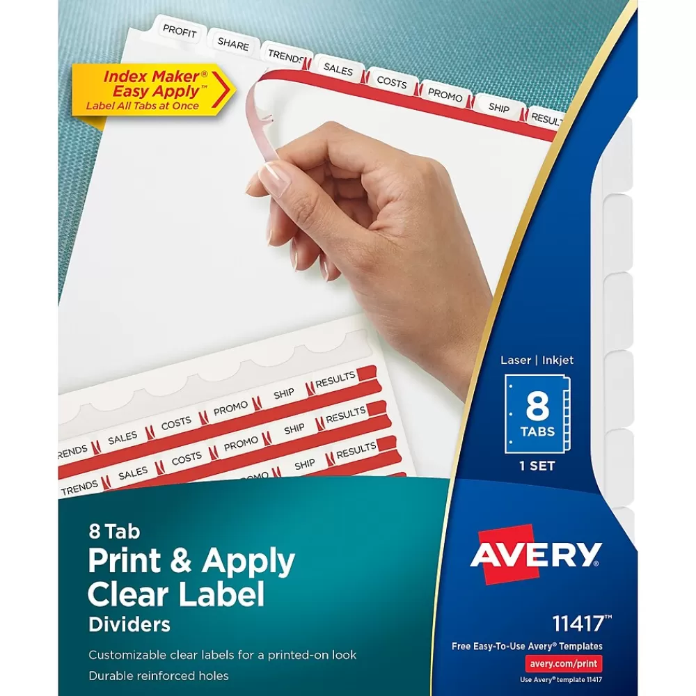 Avery Dividers<Index Maker Paper Dividers with Print & Apply Label Sheets, 8 Tabs, White (11417)