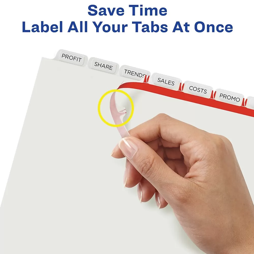 Avery Dividers<Index Maker Paper Dividers with Print & Apply Label Sheets, 8 Tabs, White, 5 Sets/Pack (11437)