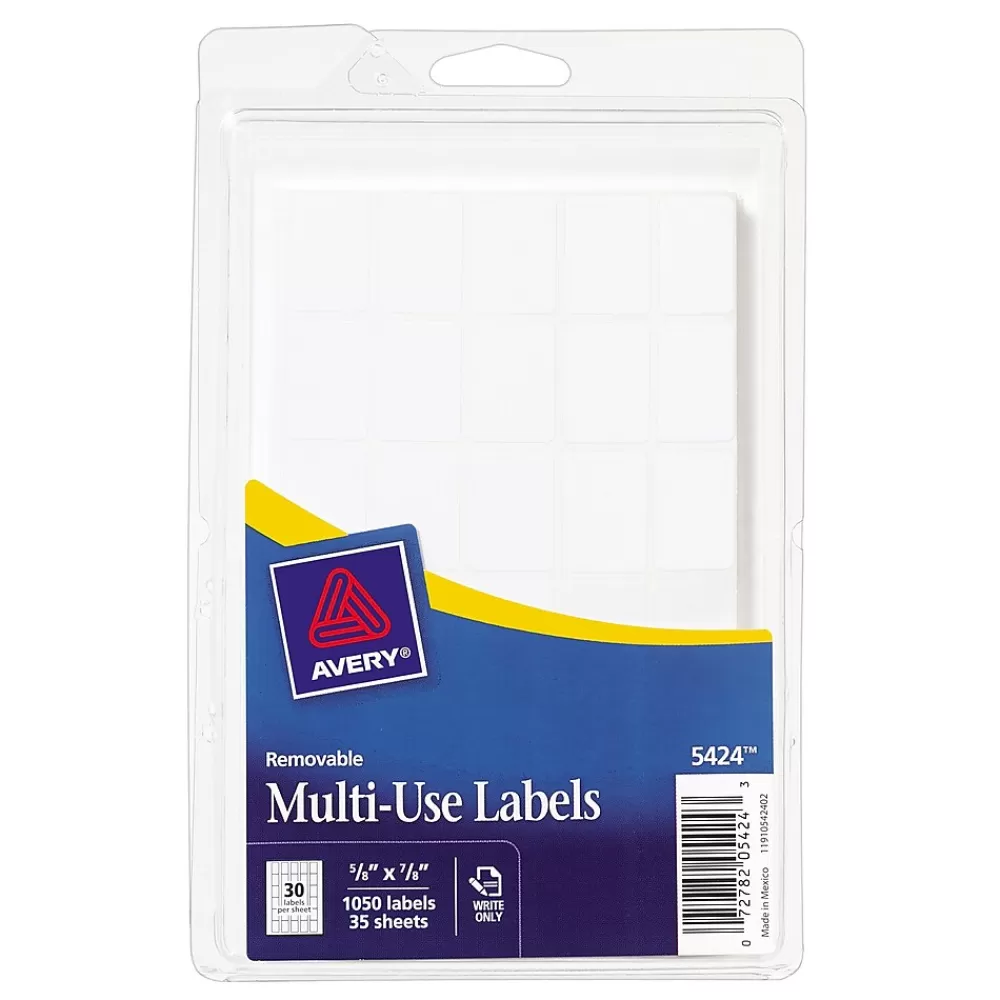 Avery Labels<Labels, 5/8" x 7/8", White, 1,050 Labels/Pack (5424)