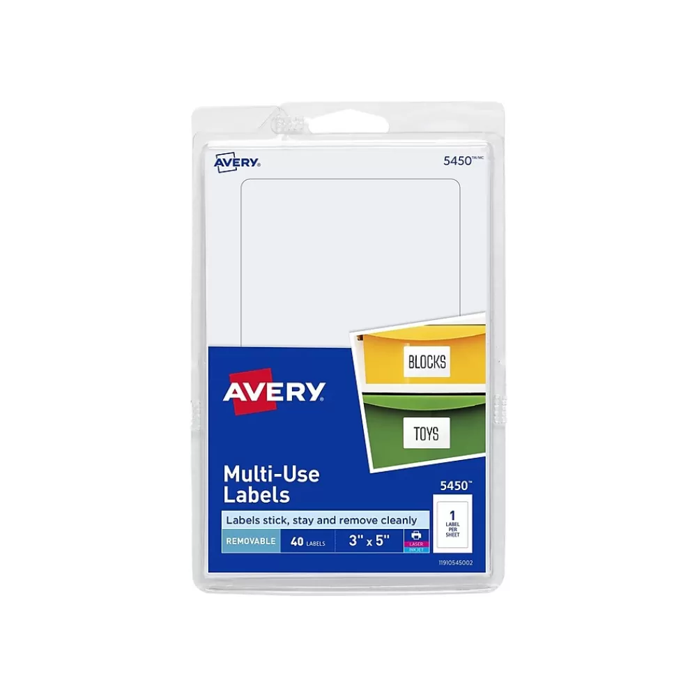 Avery Labels<Laser/Inkjet Multipurpose Labels on 4" x 6" Sheets, 3" x 5", White, 40 Labels/Pack (5450)
