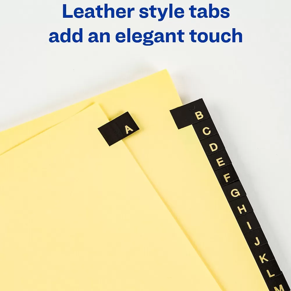 Avery Dividers<Leather Style Pre-Printed A - Z Paper Dividers, Buff with Black Tabs (25180)