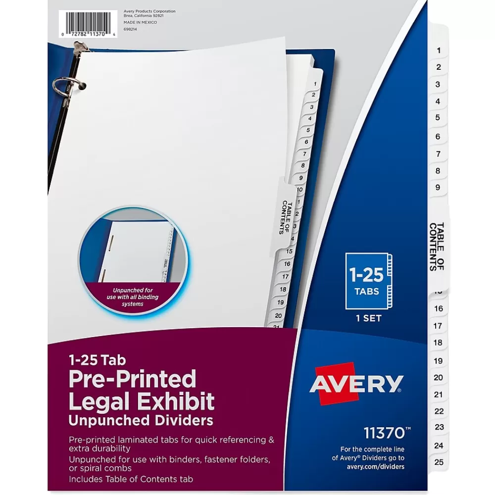 Avery Dividers<Legal Exhibit Numeric Dividers, 26-Tab, Clear (11370)