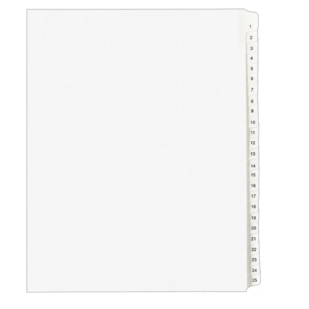 Avery Dividers<Legal Pre-Printed Numeric Paper Divider, 1 -25 Tabs, White, 1 Set (AVE01701)
