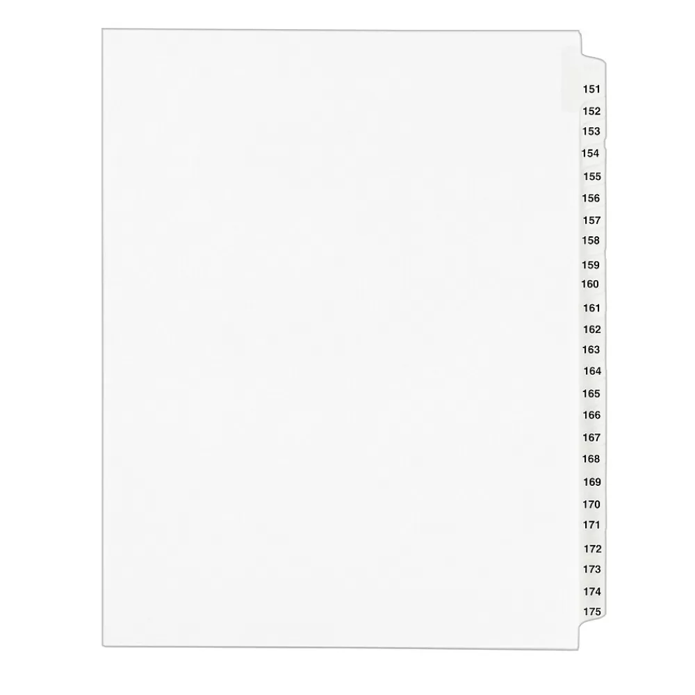 Avery Dividers<Legal Pre-Printed Paper Divider Collated Set, 151-175 Tabs, White, Style, Letter Size (01336)