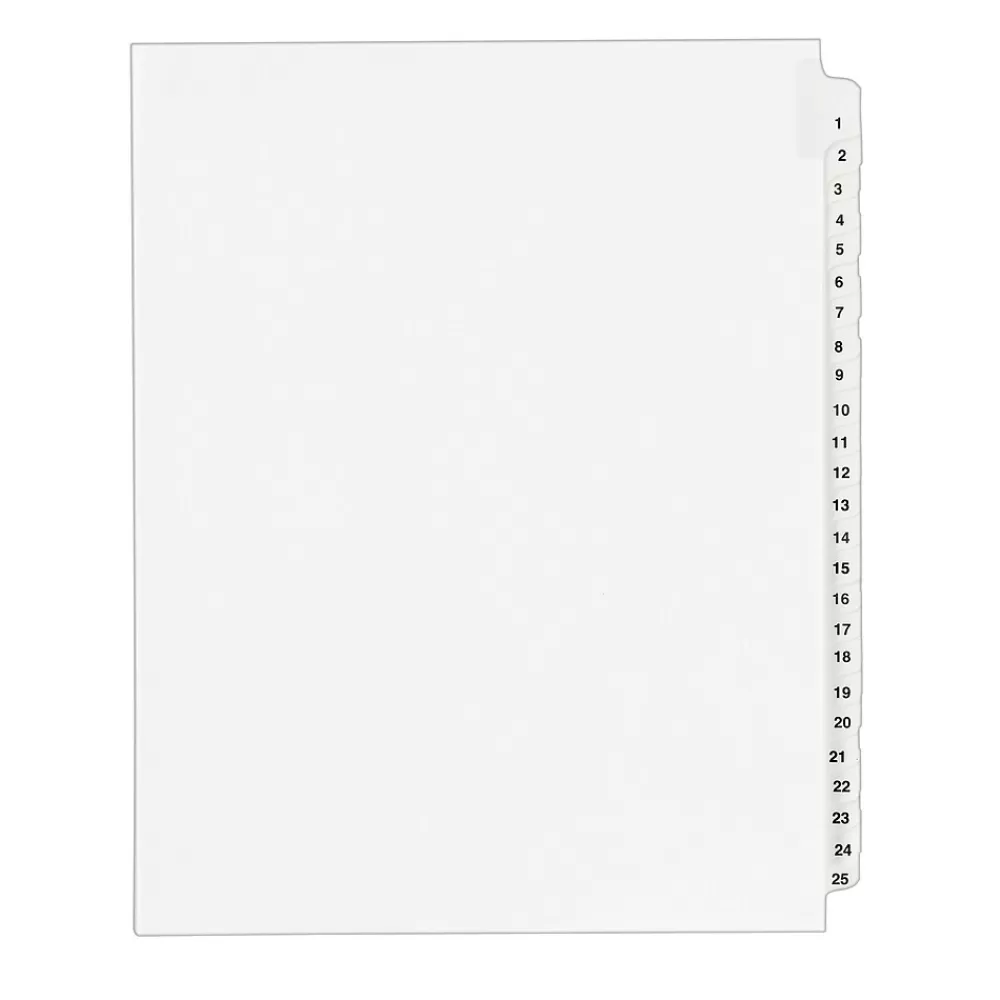 Avery Dividers<Legal Pre-Printed Paper Divider Collated Set, 1-25 Tabs, White, Style, Letter Size (01330)