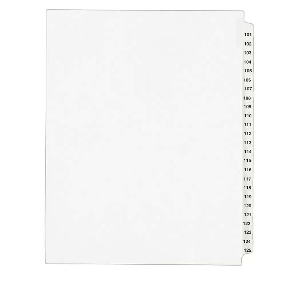 Avery Dividers<Legal Pre-Printed Paper Divider Collated Set, 101-125 Tabs, White, Style, Letter Size (01334)