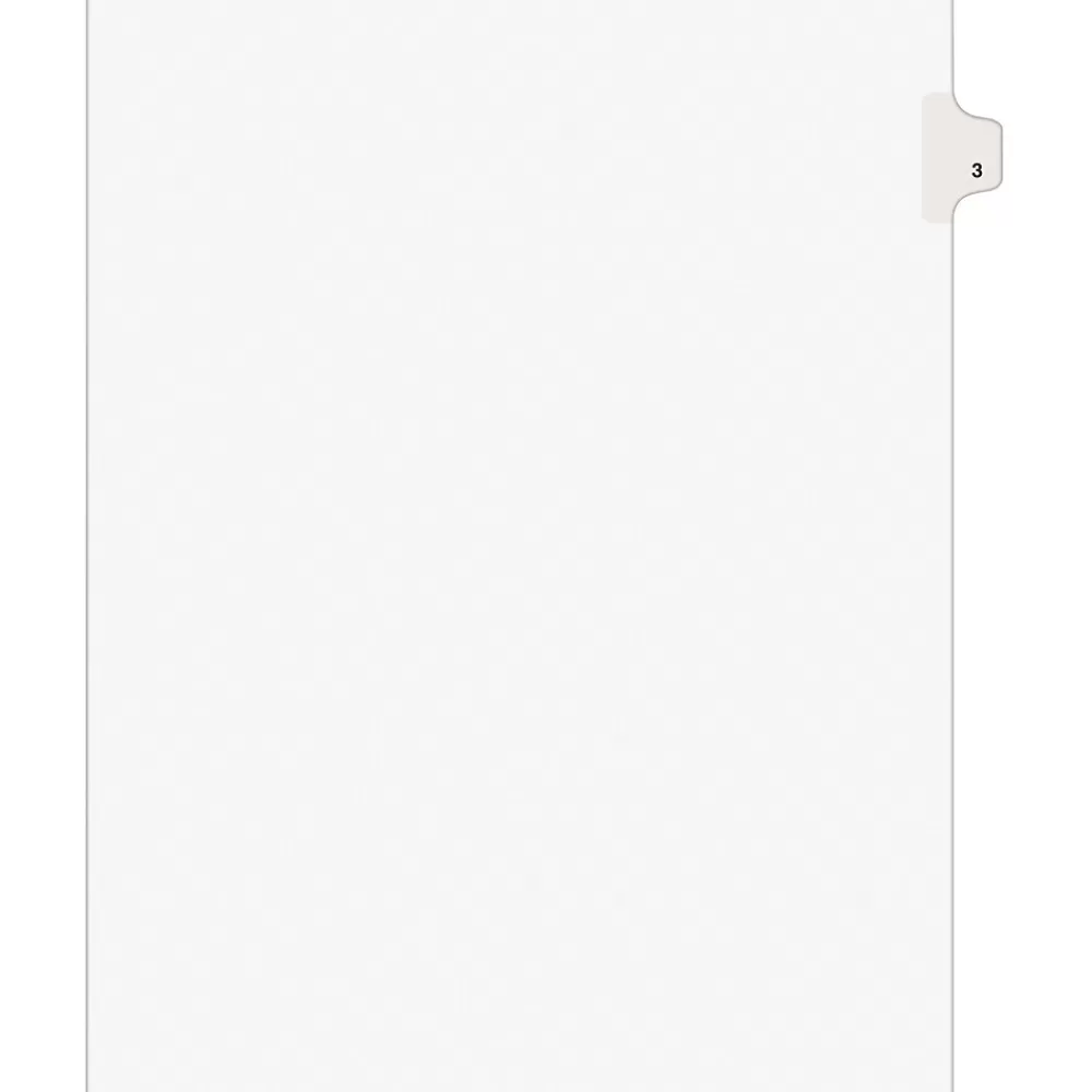 Avery Dividers<Legal Pre-Printed Paper Dividers, Side Tab #3, White, Style, Letter Size, 25/Pack (11913)