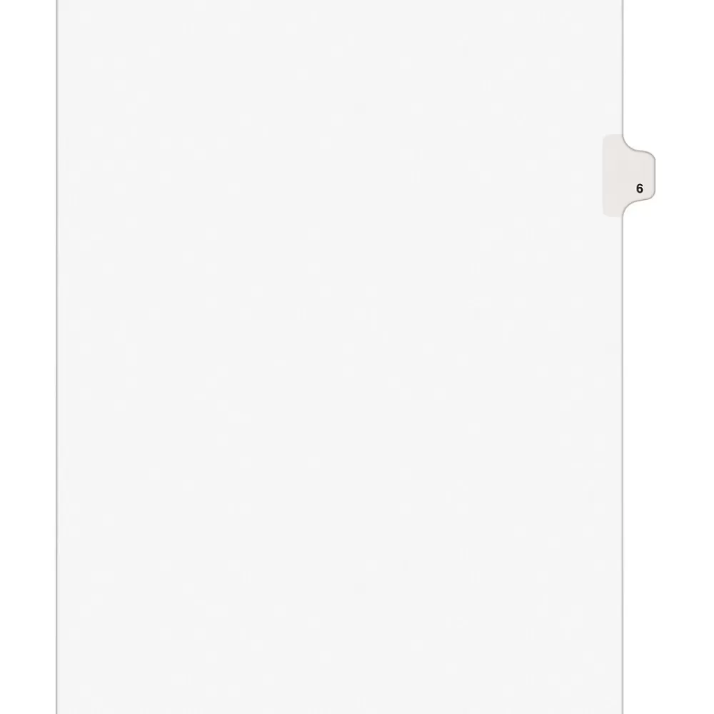 Avery Dividers<Legal Pre-Printed Paper Dividers, Side Tab #6, White, Style, Letter Size, 25/Pack (11916)