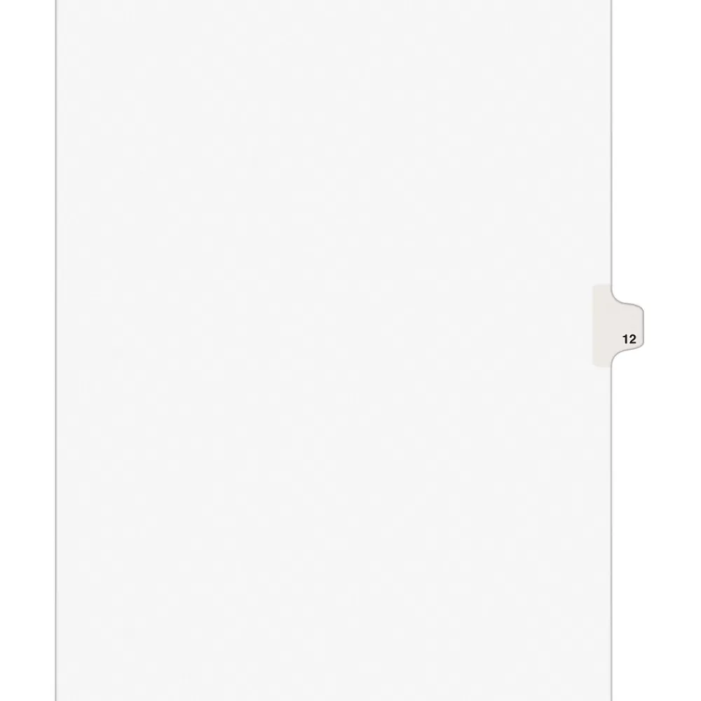 Avery Dividers<Legal Pre-Printed Paper Dividers, Side Tab #12, White, Style, Letter Size, 25/Pack (11922)