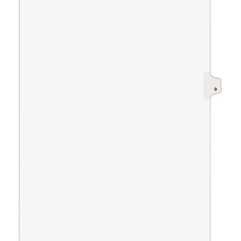Avery Dividers<Legal Pre-Printed Paper Dividers, Side Tab #9, White, Style, Letter Size, 25/Pack (11919)