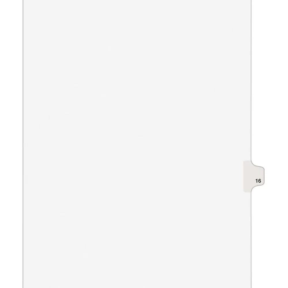 Avery Dividers<Legal Pre-Printed Paper Dividers, Side Tab #16, White, Style, Letter Size, 25/Pack (01016)