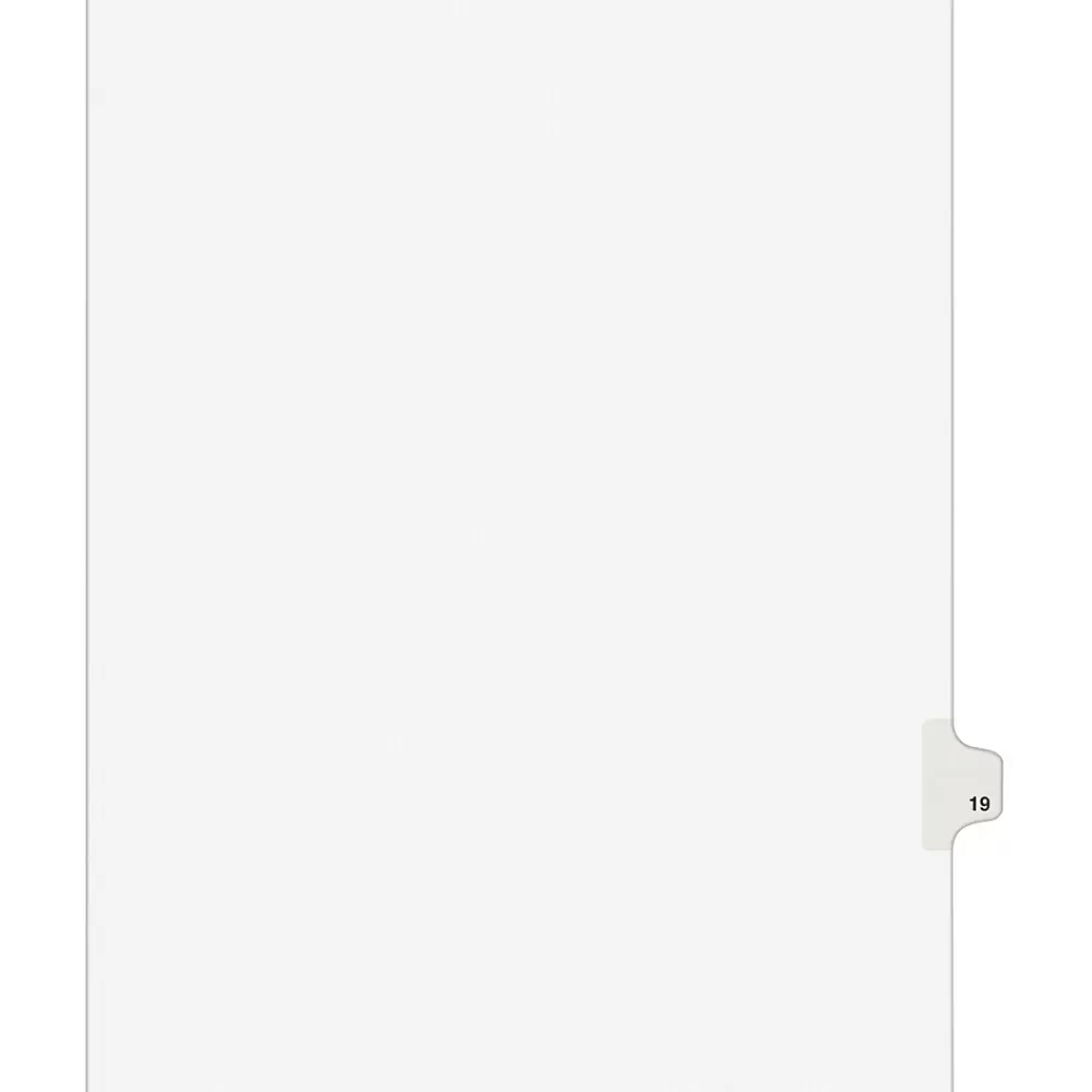 Avery Dividers<Legal Pre-Printed Paper Dividers, Side Tab #19, White, Style, Letter Size, 25/Pack (01019)