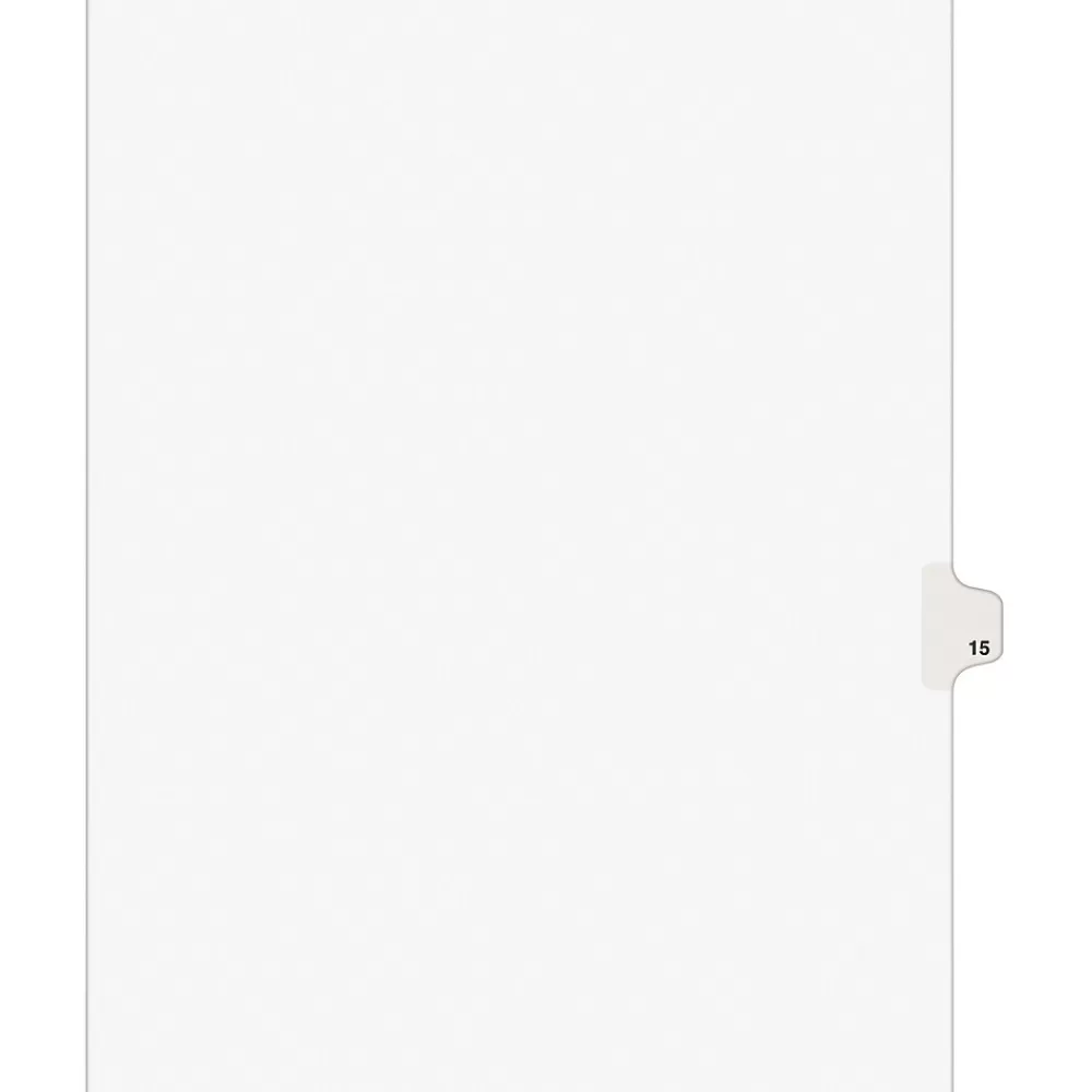 Avery Dividers<Legal Pre-Printed Paper Dividers, Side Tab #15, White, Style, Letter Size, 25/Pack (11925)